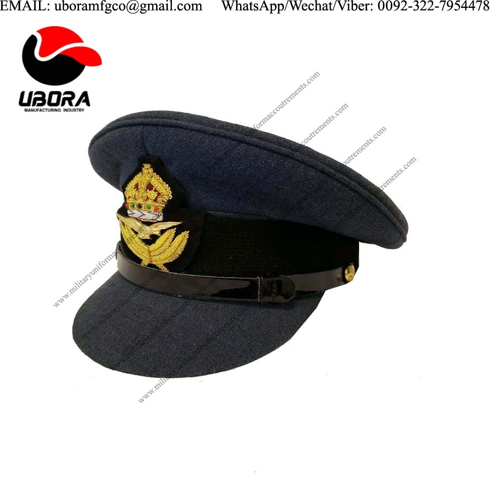 WW2 UK British RAF Royal bullion wire Airforce Officers Field Crusher Visor Hat Cap Manufacturer